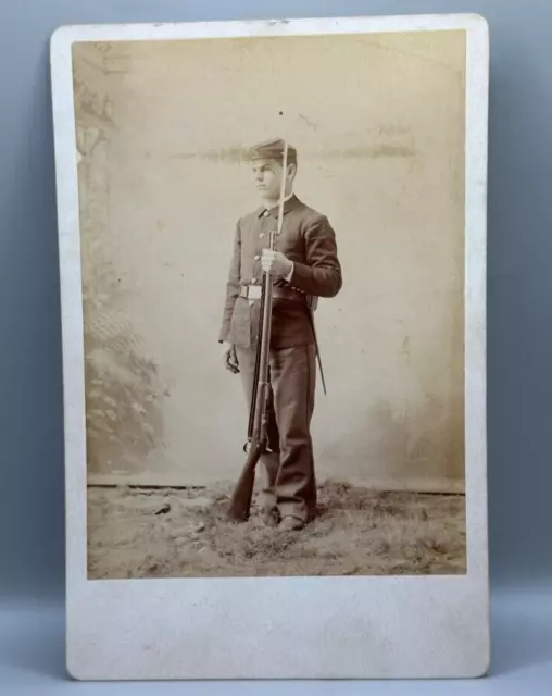 Antique INDIAN WARS SOLDIER Cabinet Card PHOTO