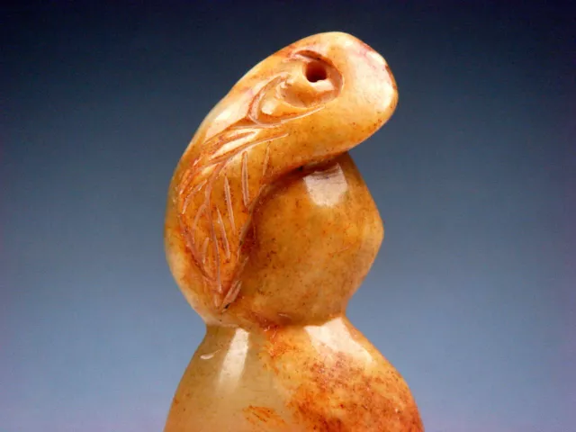 Old Nephrite Jade Stone Carved Sculpture Bottle Gourd w/ Leaf #08282109 2