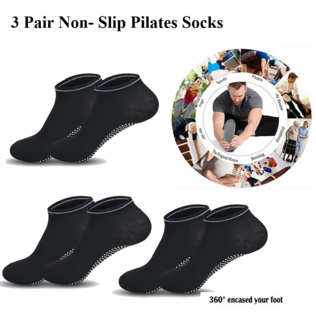 Mens Non Slip Socks for Yoga Pilates Anti Skid Grip Socks for Men 3 Pack  Home Slipper Fitness Hospital Socks for Adult Elderly Workout : :  Clothing, Shoes & Accessories