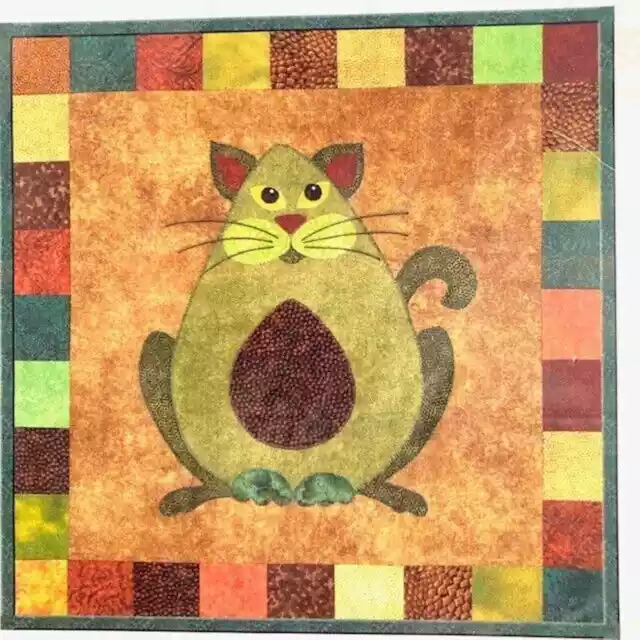 Garden Patch Cats "Avocato" Pieced & Applique Quilt Pattern 18" block