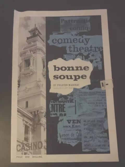 Bonne Soupe Theatre Programme c1960s Comedy Theatre Nigel Davenport Peter Bowles