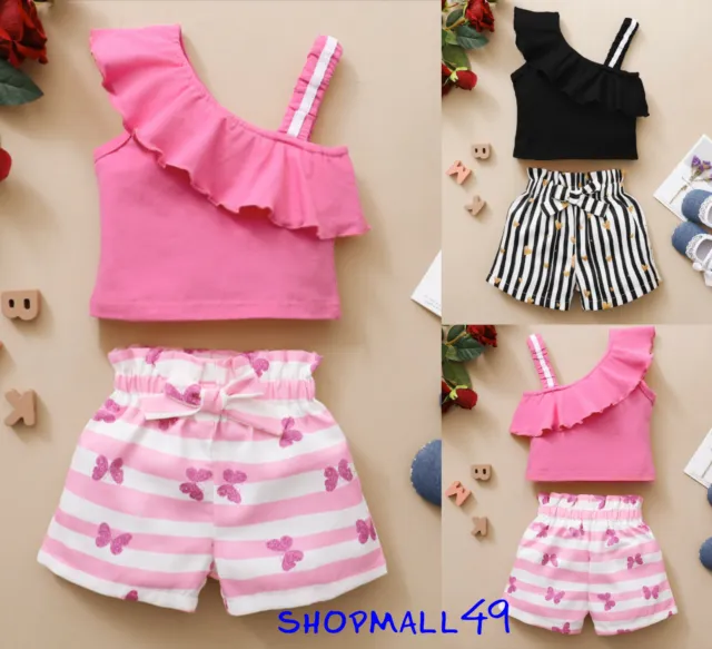Girls Set Summer Outfits 2pcs Top Off shoulder Shorts Toddler sets Age 2-5 years