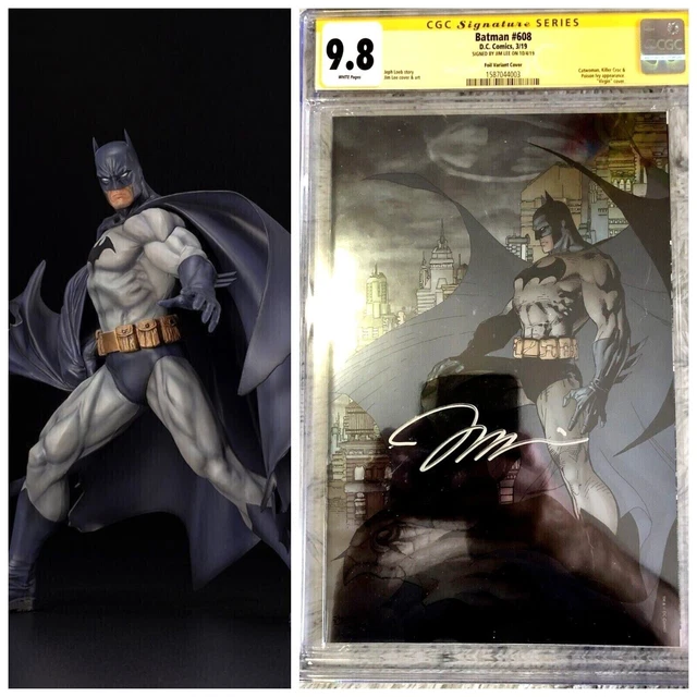 BATMAN #608 Foil Edition SIGNED JIM LEE CGC SS 9.8 & KOTOBUKIYA ARTFX Statue!