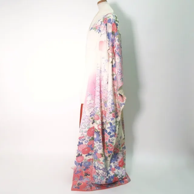 9150D4 Silk Japanese Kimono Furisode Plum blossom Chrysanthemum