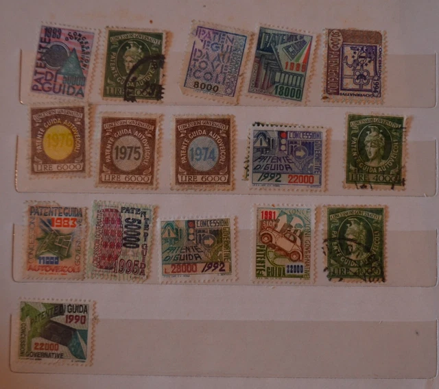 17 bolli patente usati anni 70-90 codice 420