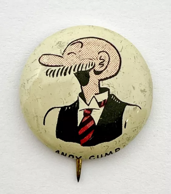 1940s Kelloggs Pep ANDY GUMP comic pinback button CEREAL PREMIUM