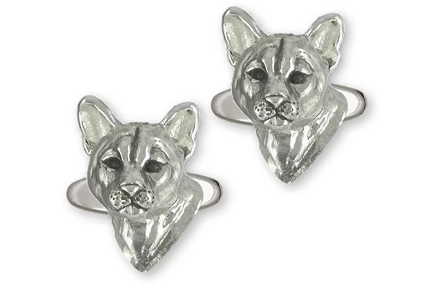 Cougar Jewelry Sterling Silver Handmade Mountain Lion Cufflinks  COU3H-CL
