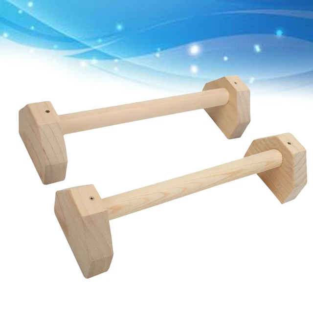 airogym Lot de 2 barres de pompes en bois antidérapantes pour exercices à la maison, équipement