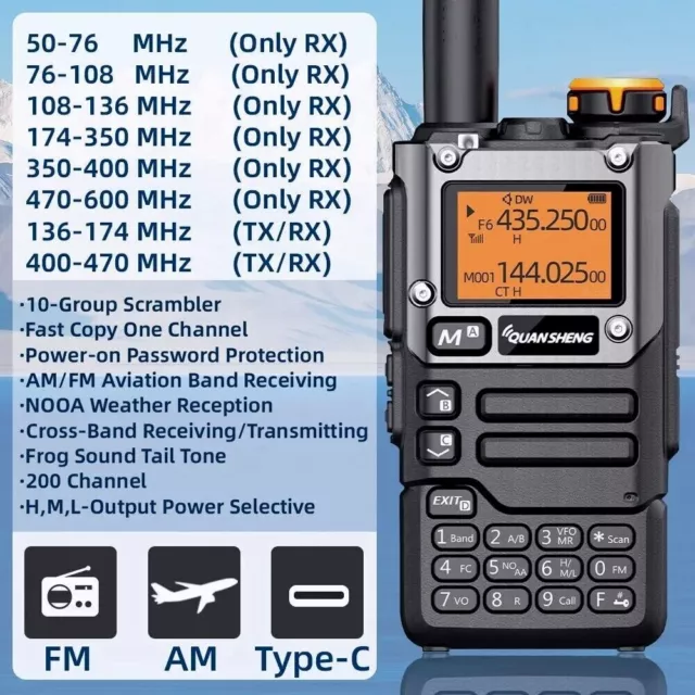 x2 Talkie-walkie Longue Portée 1-3km Radio 16 canaux 446MHz