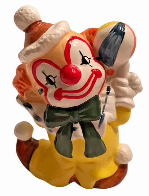 Clown Ceramic Bank Circus Colorful 6 ½" High Vintage