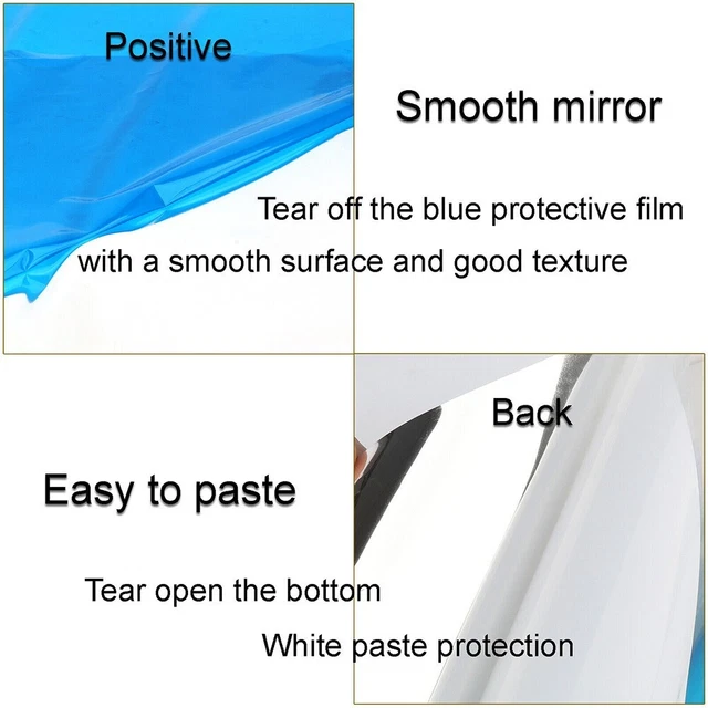 Home Decor DIY Removable Ceramic Tile Sheets Mirror Sticker Self Adhesive 05*2M
