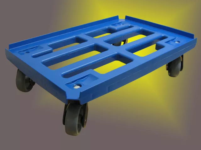 Transportroller blau mit Gitter für Boxen 600x400mm mit 4 K-Rollen ø 100mm TK300