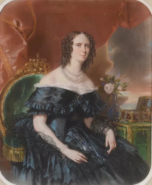 Nikolaas Pieneman "Sophie, Queen of the Netherlands", outstanding pastel!, 1850s 2