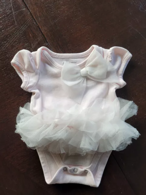 First Impressions Newborn Girl Pink Bodysuit With Bow And Ruffle Skirt