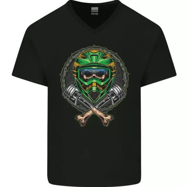 T-shirt motocross cranio antisporcizia MotoX da uomo collo a V cotone