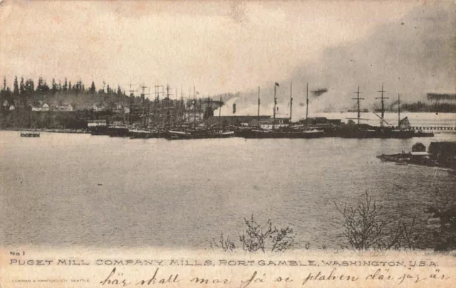 Puget Mill Company Mills Port Gamble Washington WA 1907 Postcard