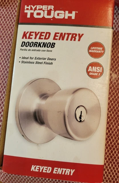 Hyper Tough Keyed Entry Doorknob Stainless Steel Finish ANSI Grade 3