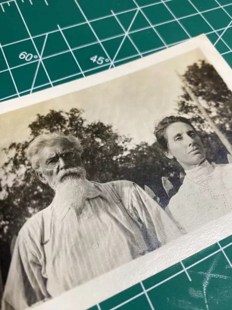 Farmer Couple Stern Portrait Snapshot Early 1900's Antique Photo