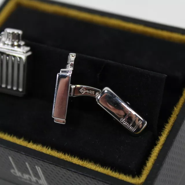 Alfred Dunhill NWB Lighter Cufflinks In Tonal Silver 3