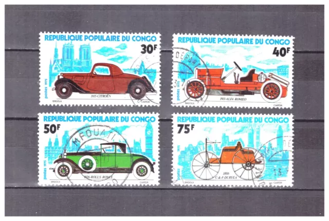 Congo   .     N°  377 / 380  .  Serie Voitures  Anciennes  Obliteree  Superbe .