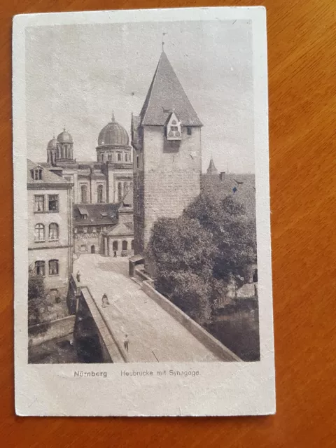 Nürnberg 1928 Heubrücke mit Synagoge s/w, gelaufen