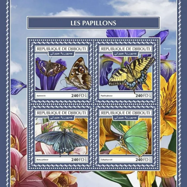 BUTTERFLIES Insects MNH Stamp Sheet #320 (2017 Djibouti)