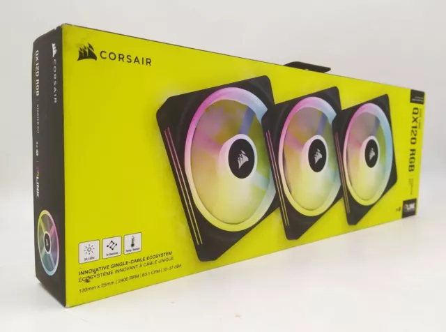 Corsair iCue Link QX120 RGB Starter Kit 120mm Triple Fan & Hub - Black