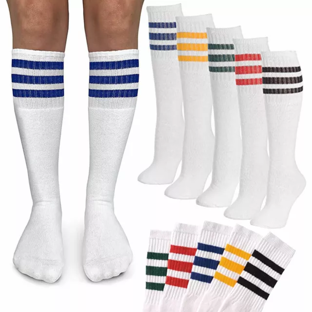 5 Paire Couleur Assortie Hauteur Genou Tube Chaussettes Rayé Classique 24 " Foot