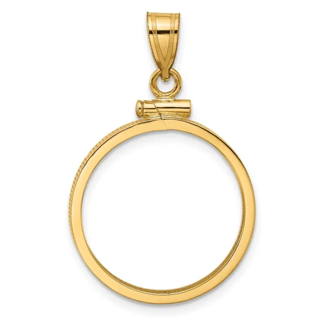 14k Yellow Gold 20mm Polished Screw Top Coin Bezel Pendant