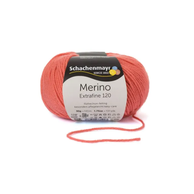 MERINO EXTRAFINE 120 von Schachenmayr - KORALLE (00134) - 50 g / ca. 120 m Wolle