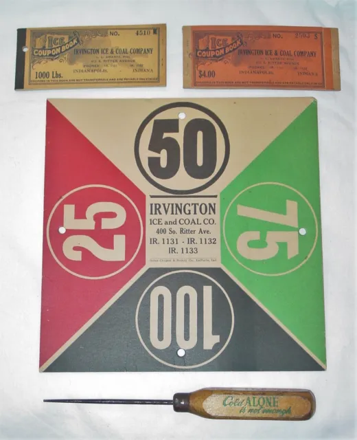 Sweet Antique Lot Of Irvington Ice & Coal Co. Advertising-Indianapolis, In
