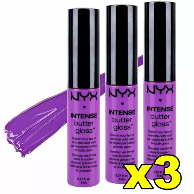 3 x NYX Intense Butter Gloss Lipgloss 8ml BERRY STRUDEL ~ SAME DAY SHIP! Makeup