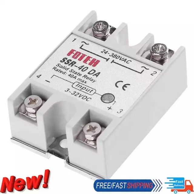 Single Phase DC 3-32V to AC 24-380VAC SSR-40DA 40A Solid State Relay Module