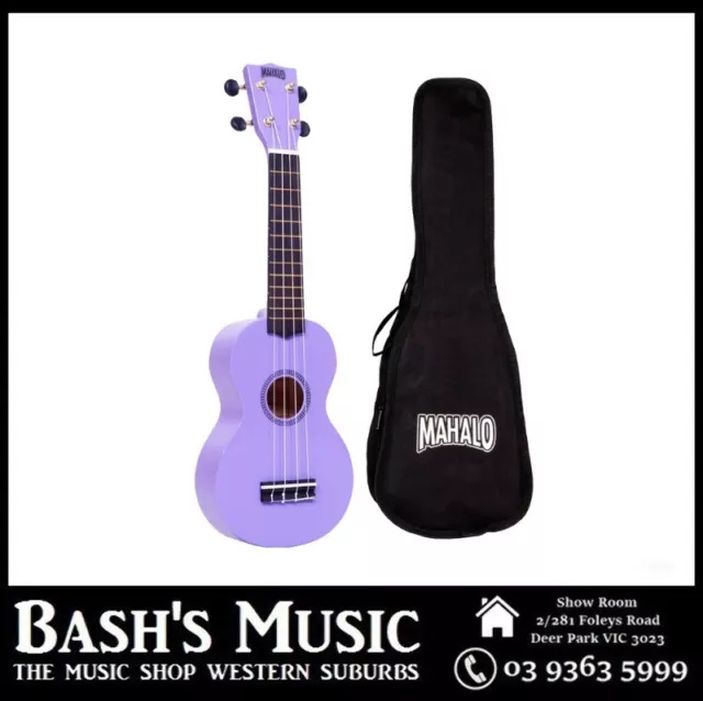 Mahalo MR1 Soprano Ukulele Beginner Starter with Bag Carry Case - PURPLE