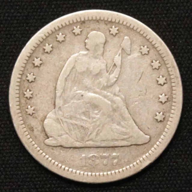 1877-S Seated Liberty Quarter Nicely Circulated Silver Coin From Collection