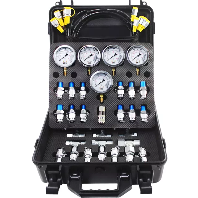 VEVOR Kit de Presión Hidráulica 5 Calibres Manómetros Hidráulicos en T 600 bar