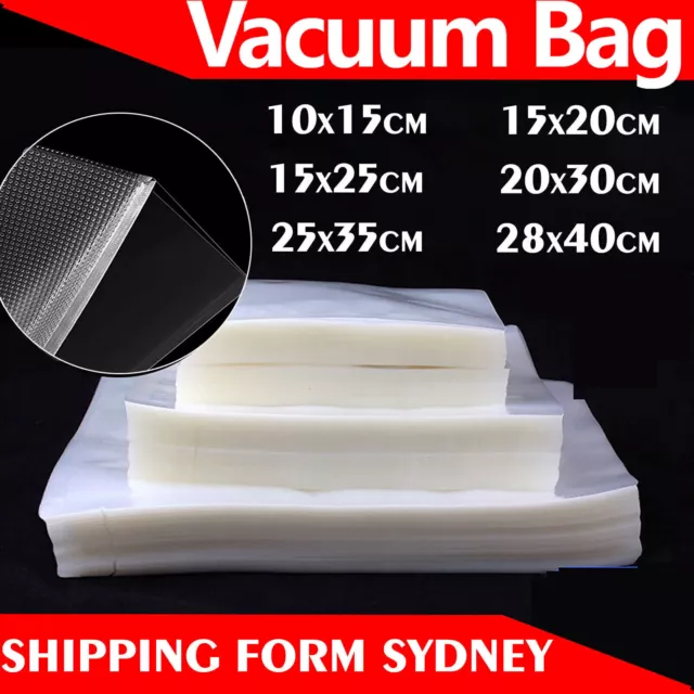 200/100 X Vacuum Sealer Bags Precut Food Storage Saver Heat Seal Cryovac 6 Size