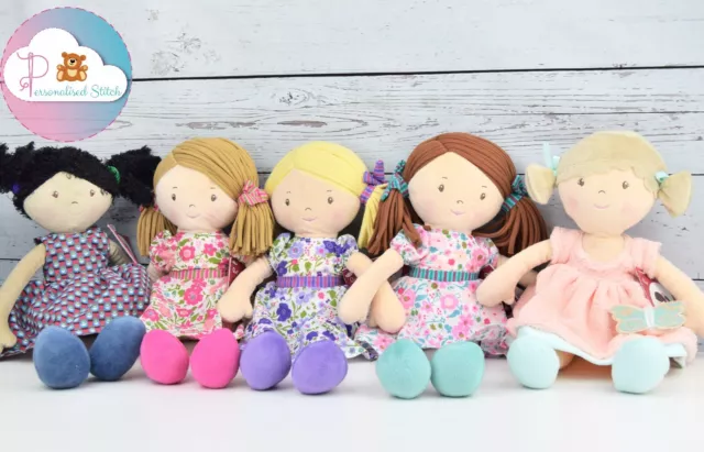 Personalised Rag Dolls Bonikka Embroidered Birthday Baby Girl Gift Christening