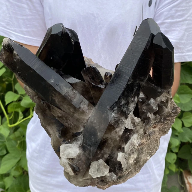 9.92LB New Find black Phantom Quartz Crystal Cluster Mineral Specimen Healing-AW