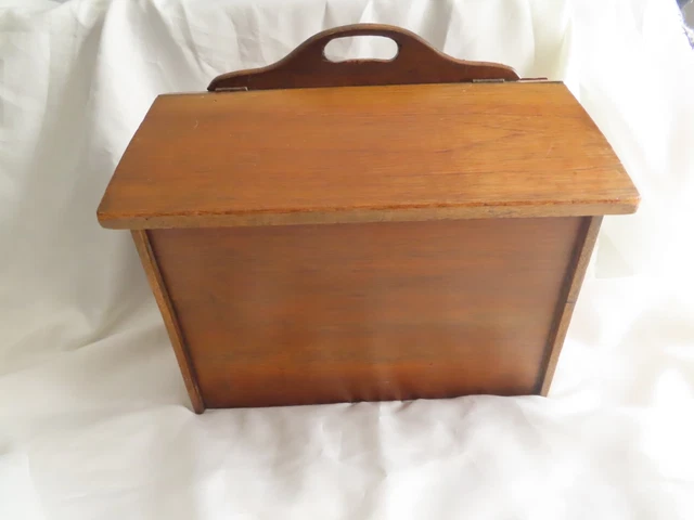 ANTIQUE WOODEN SEWING BOX 16"  High