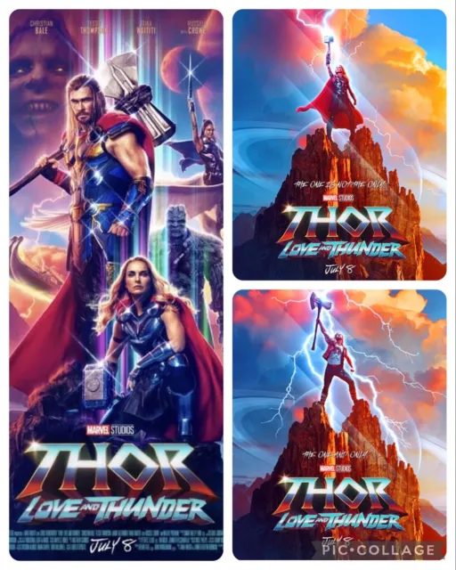 THOR LOVE AND THUNDER 27x40 Double Sided DS Movie 3 Poster SET MINT Marvel