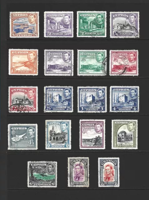 GVI 1938 Cyprus Stamps SG151/163 Fine Used Set.