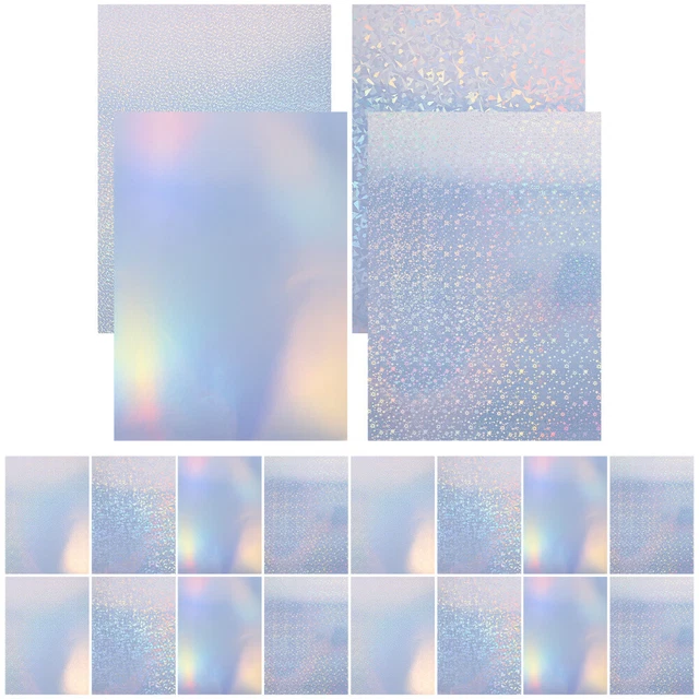 10 Feuilles Autocollantes Holographiques A4 - Motif Bulles D'Eau - Imprimables Et Découpables
