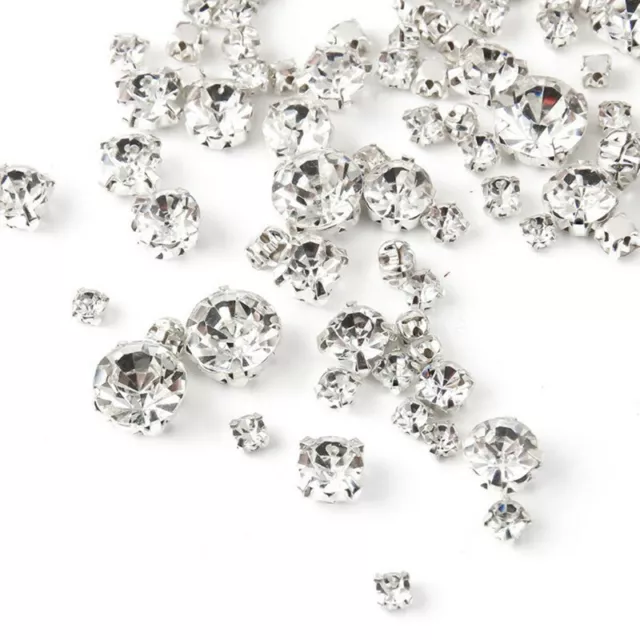 3-8mm 100x GRADE A++ Sew On Cut Glass Crystals Rhinestones Diamantes - Craft