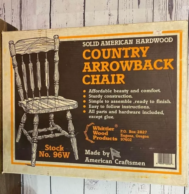 Solid American Hardwood- Country Arrowback Chair 96W Nib New