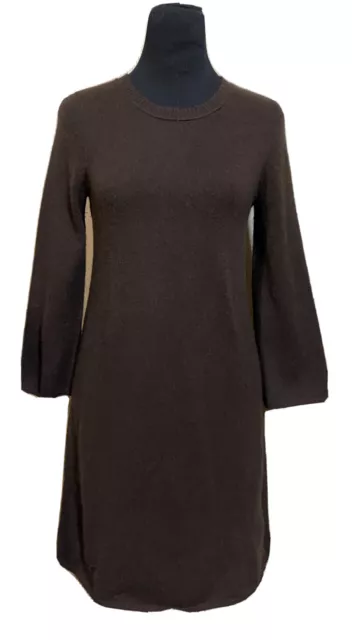 J Crew Collection Womens Long Sleeve Knit Sweater Dress Brown 100% Cashmere S