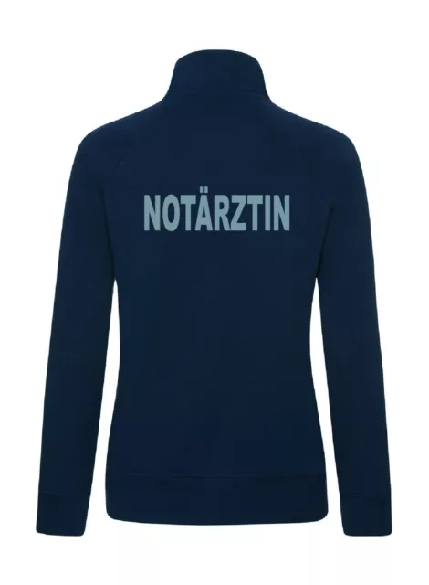 LADY FIT Notärztin Damen Sweat Jacke navy mit Brust/Rückenaufdruck reflexsilber