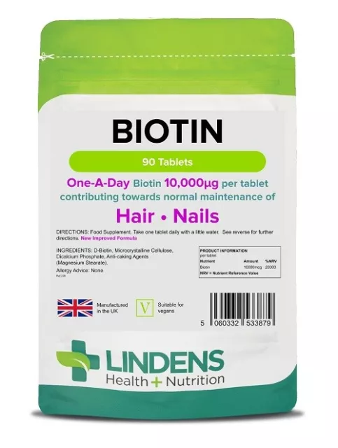 Lindens Biotin 10000mcg 4-PACK 360 Tablets High Strength Vitamin B D-Biotin