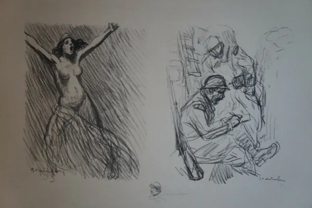 Lithographie WW1 FEUILLE DE CROQUIS N°2    88/100 -  Signé  STEINLEN (1859/1923