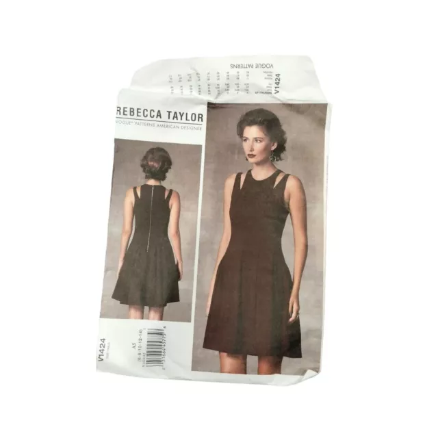 Vogue 1424 Rebecca Taylor American Designer Dress Pattern 6-12 Lined Sleeveless